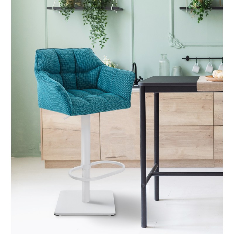 Taburete de bar Damaso W en tela turquesa