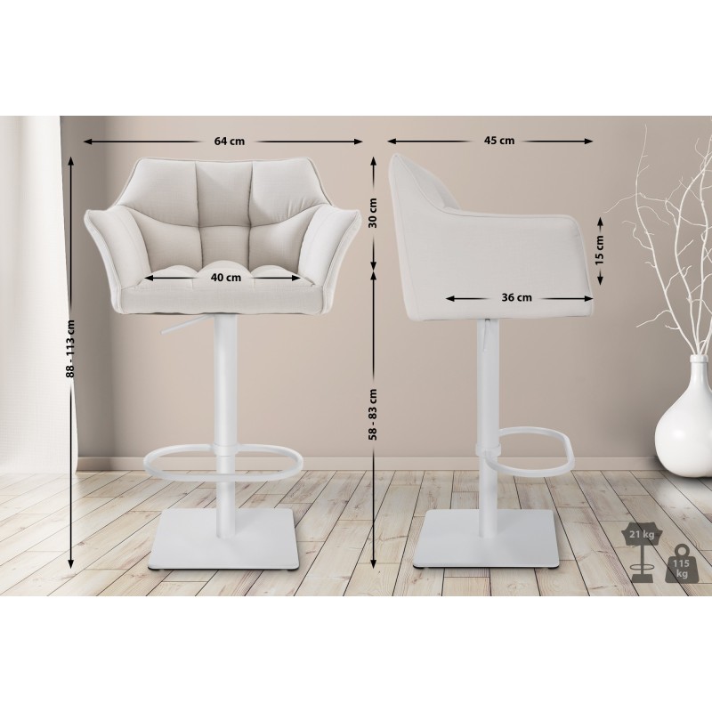 Taburete de bar Damaso W en tela blanca