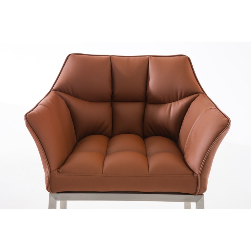 Taburete de bar Damaso E con estructura de 4 patas en marrón claro