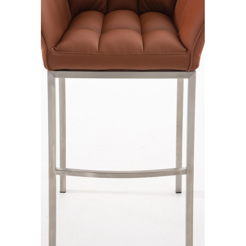 Taburete de bar Damaso E con estructura de 4 patas en marrón claro
