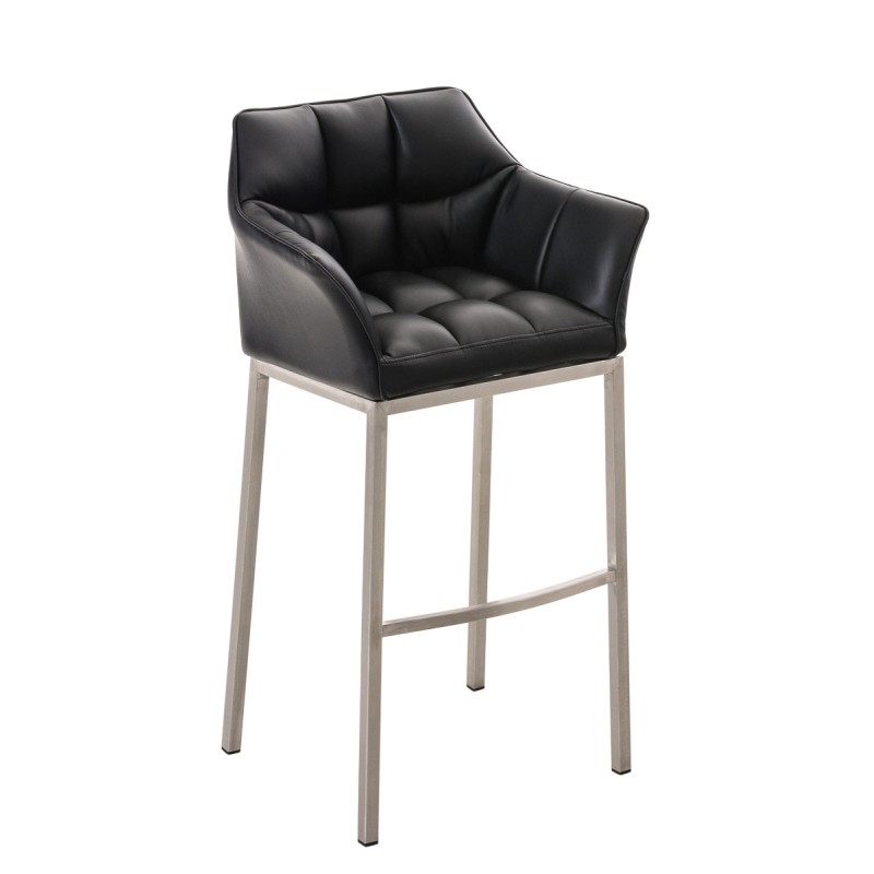 Taburete de bar Damaso E con estructura de 4 patas, color negro