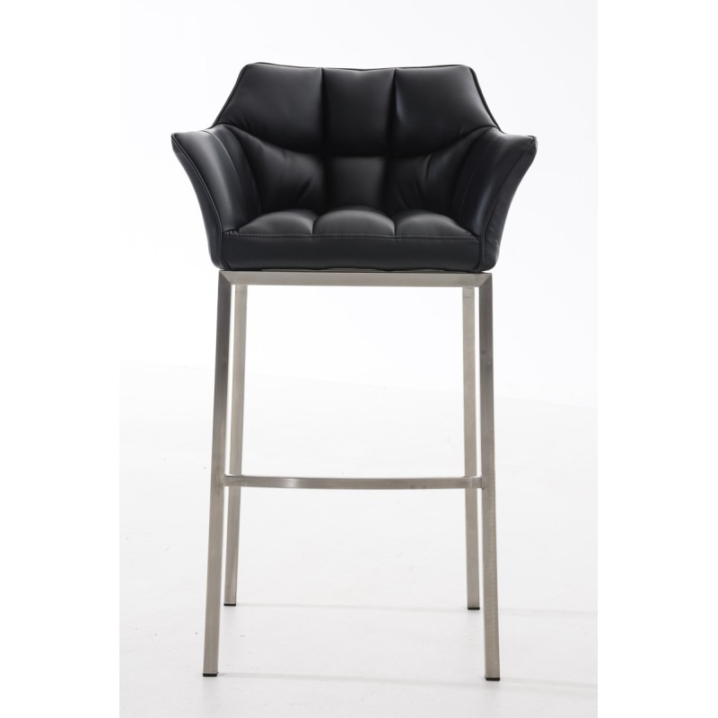 Taburete de bar Damaso E con estructura de 4 patas, color negro
